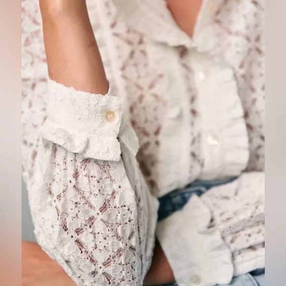 Sezane White Lace Blouse - Picture 2 of 14